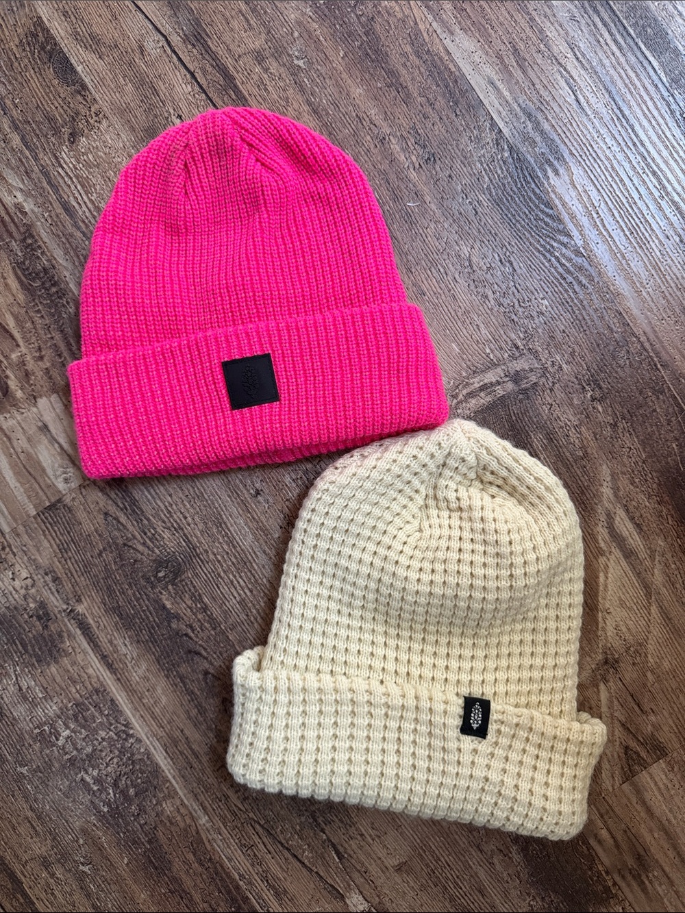Set of 2 Free People Movement Beanie Hats Pink and Cream
